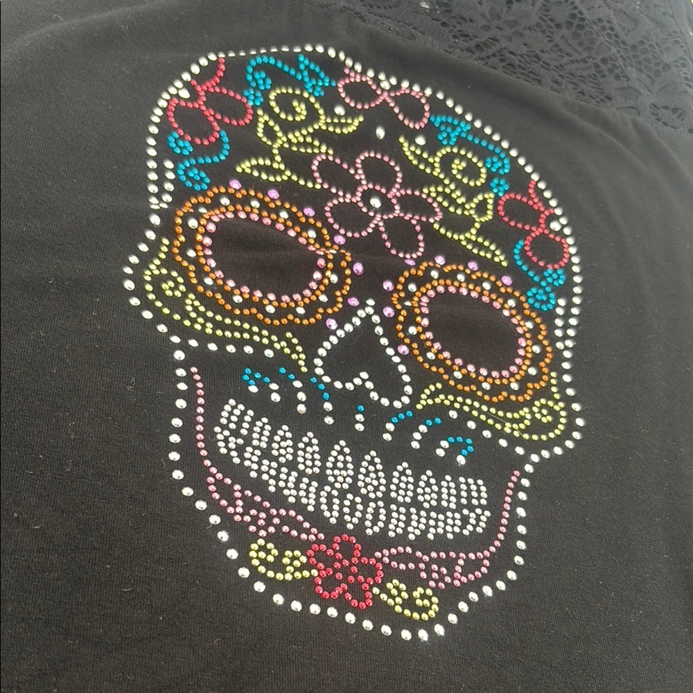 Disney Epcot World Showcase Mexican Pavilion Embellished Calavera Skull Tank Top - Picture 7 of 12